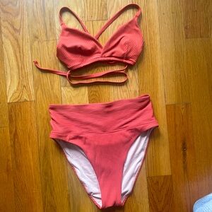 Madewell Ribbed High waisted Bikini Set